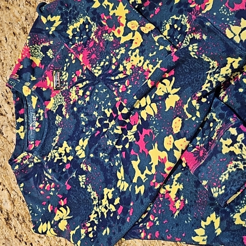 LLBean Girls Fleece Longsleeve Shirt, Multicolor, Size 10 / 12.